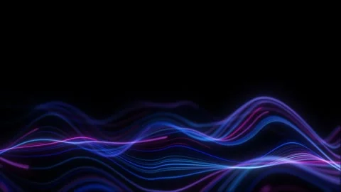 Multicolored sound waves frequency on black background. Blue pink neon audi.. Video stock 332662496