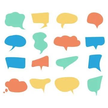 Multicolored speak bubbles on a white background. Voice pictures of various s Stock Illustration