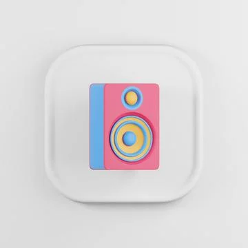 Multicolored speaker icon. 3d rendering white square button key, interface ui Stock Illustration
