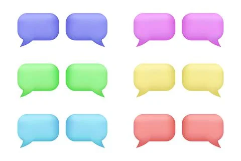 Multicolored speech icons set, modern cartoon style Stock Illustration