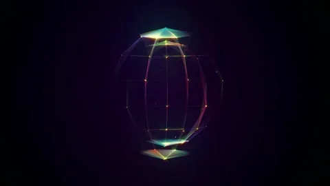 Multicolored sphere, wireframe, on a dark background, for logo, presentation Stock Footage 145325728