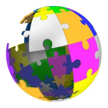 Multicolored spherical puzzle with missing pieces Stock Illustration