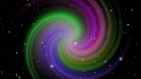 Multicolored spiral rotates with a flashback motion, stardust flies and colored  Stock Footage 131003790