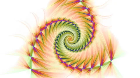 Multicolored spiral streams of light making whirling on white. Stock Footage 337985228