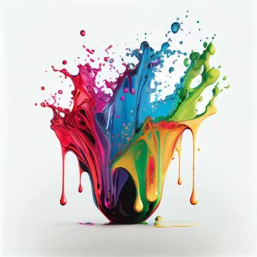 Multicolored splashes of paint on a white background as a background or wal.. Stock Illustration