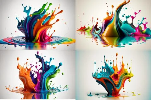Multicolored splashes of paint on a white background as a background or wal.. Stock Illustration
