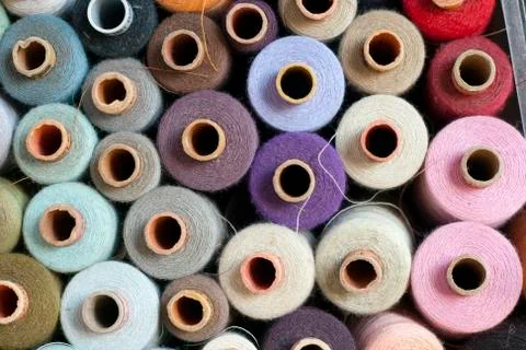 Multicolored spools of thread Stock Photos