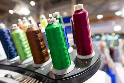 Multicolored spools of thread. Stock Photos