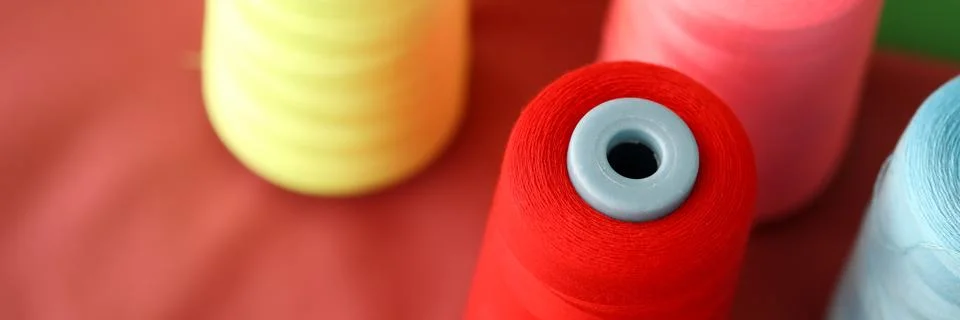 Multicolored spools of thread Stock Photos