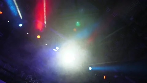 Multicolored spotlight of scene lights in the dark 스톡 동영상 171594668
