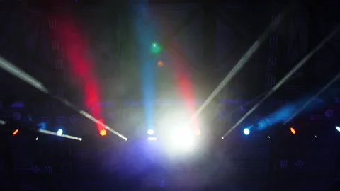 Multicolored spotlight of scene lights in the dark 스톡 동영상 171594899