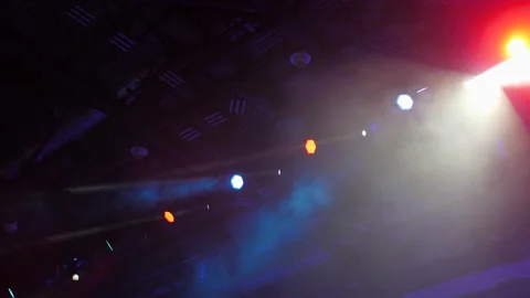 Multicolored spotlight of scene lights in the dark 스톡 동영상 171595890
