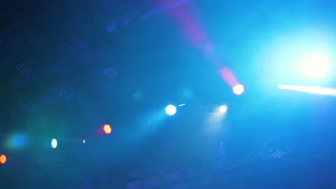 Multicolored spotlight of scene lights in the dark 스톡 동영상 171596337