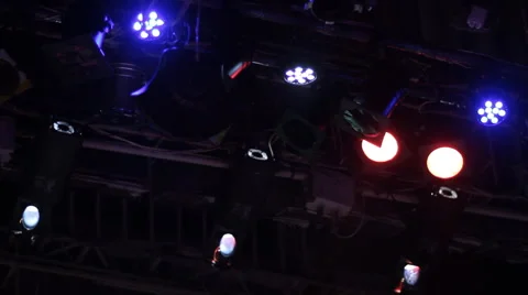 Multicolored Spotlights. Lighting Scenes. Stock Footage 50239180