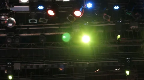 Multicolored Spotlights. Lighting Scenes. Stock Footage 50239232