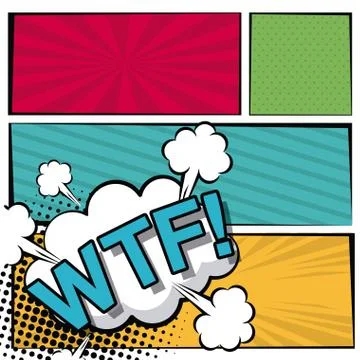 Multicolored square banner in pop art style halftone with stripes and cloud Stock Illustration