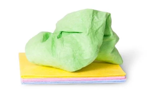 Multicolored stack cleaning cloths crumpled on top Stock Photos
