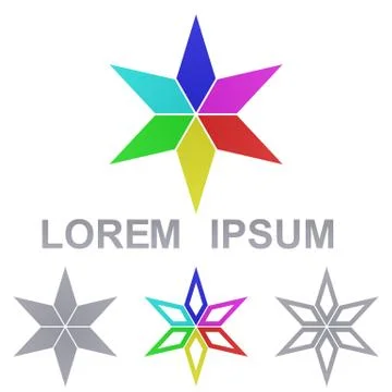 Multicolored star logo design set Stock Illustration