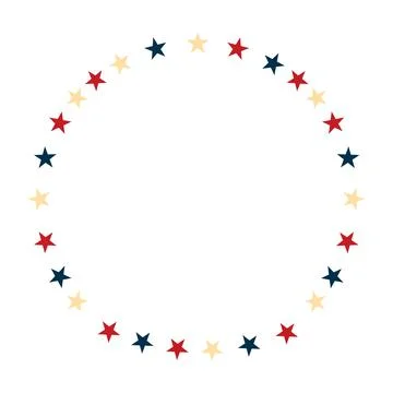 Multicolored Stars Round Frame Border Stock Illustration