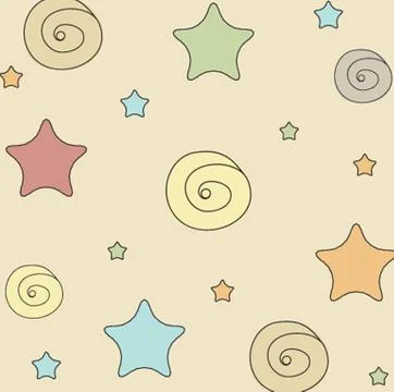 Multicolored stars seamless pattern background. Illustrazione stock