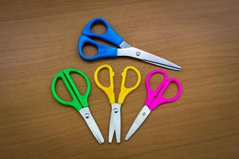 Multicolored stationery scissors Stock Photos
