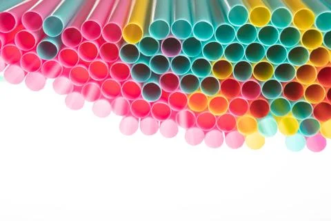 Multicolored straws Isolated on white background Stock Photos