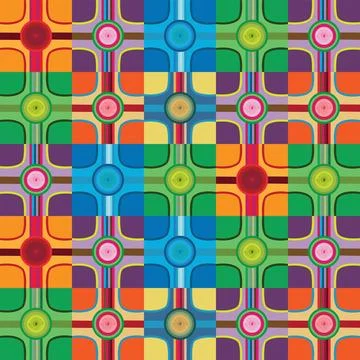 Multicolored stripe intersecting in a colorful circle with spiral in the midd Stock Illustration