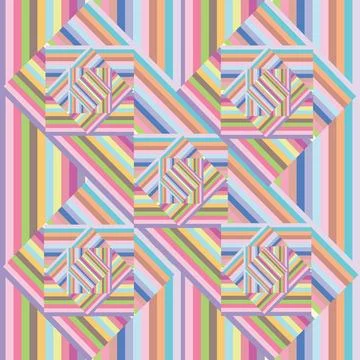 Multicolored striped pattern with squares and rhombuses vector Illustrazione stock