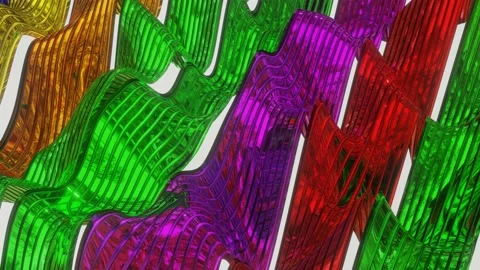 Multicolored stripes moving in waves. looped animated background. 3d render Stock Footage 152910820