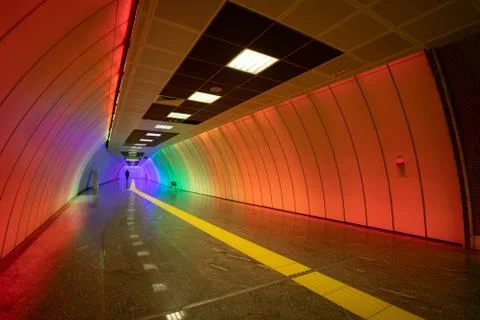 Multicolored Subway Corridor Stock Photos