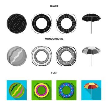 Multicolored swimming circle black, flat, monochrome icons in set collection for Stock Illustration