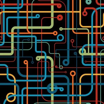 Multicolored tangled lines. Seamless vector pattern. Stock Illustration