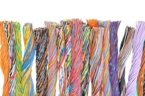 Multicolored telecommunication cables Stock Photos