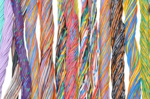 Multicolored telecommunication cables Foto stock