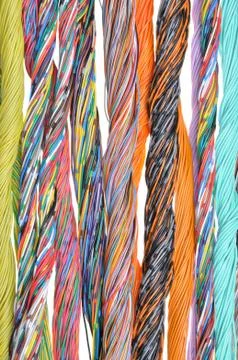Multicolored telecommunication cables Stock Photos