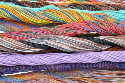 Multicolored telecommunication cables Foto stock