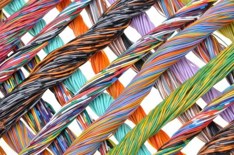 Multicolored telecommunication cables 스톡 사진