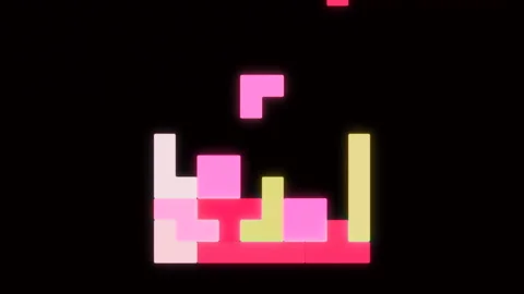 Multicolored Tetris. Design. Light geometric shapes creating a square falling Stock Footage 219502403