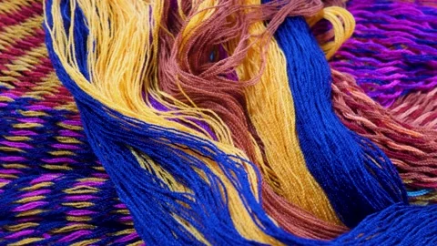 Multicolored thread and knitted pattern texture Stock Footage 163355438