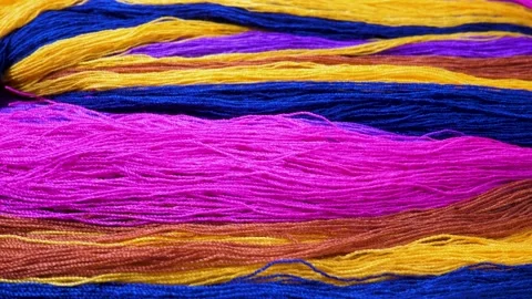 Multicolored thread and knitted pattern texture Stock Footage 224051414