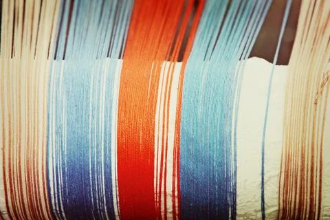 Multicolored thread taken closeup. Stock Photos
