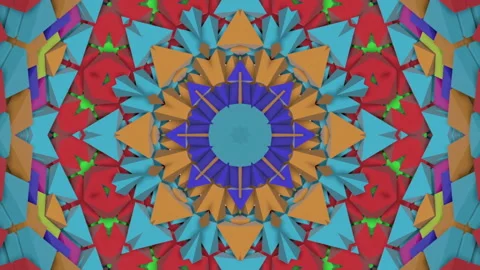 Multicolored three-dimensional animated patterns. abstract kaleidoscope backgrou Stock Footage 101561248