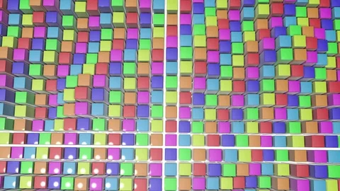 Multicolored three-dimensional cubes slowly fly. abstract rainbow animation. 3d  Stock Footage 101399210