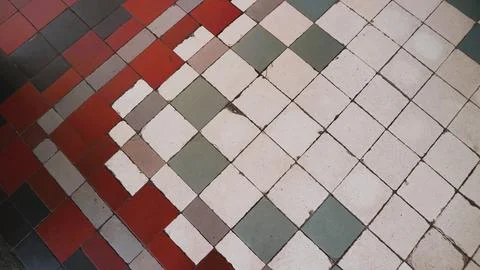 Multicolored tile floor with vintage pattern backgrounds Stock Photos