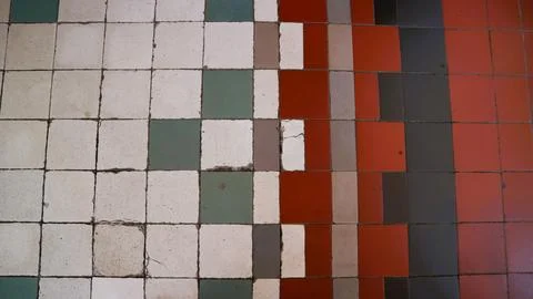 Multicolored tile floor with vintage pattern backgrounds Stock Photos