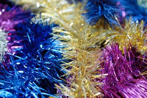 Multicolored tinsel background Stock Photos