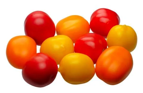 Multicolored tomatoes, isolated Stock Photos