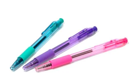 Multicolored transparent pens Stock Photos