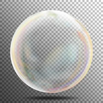 Multicolored Transparent Soap Bubble On A Plaid Background. Vector Illustration Stock Illustration