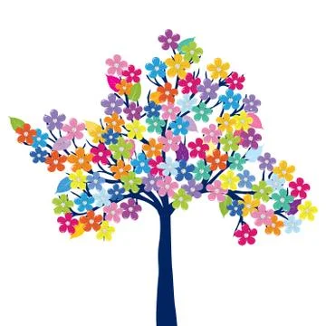 Multicolored tree on white background Stock Illustration